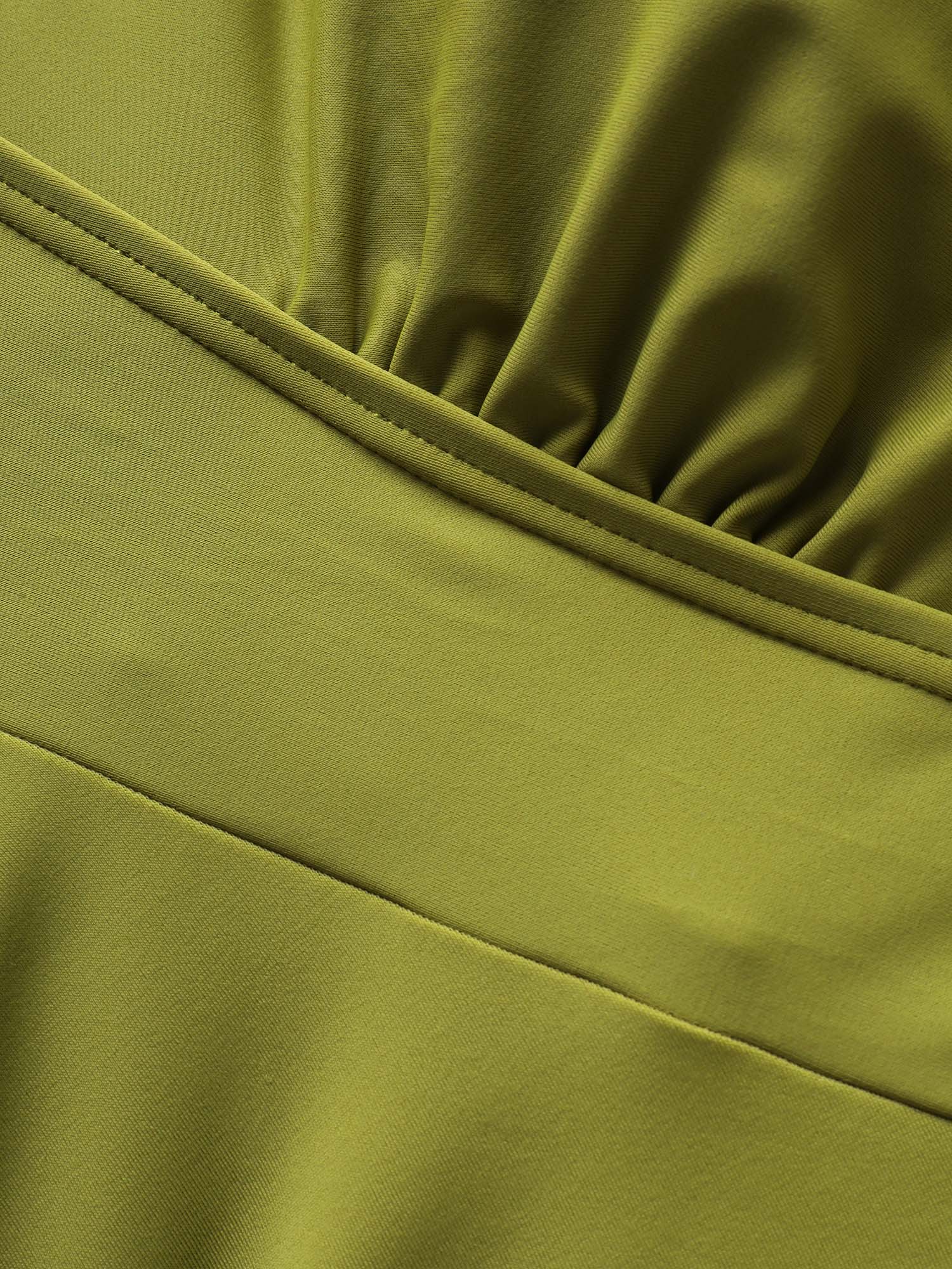 Plain Gathered Asymmetrical Hem Swim Top - Image 5
