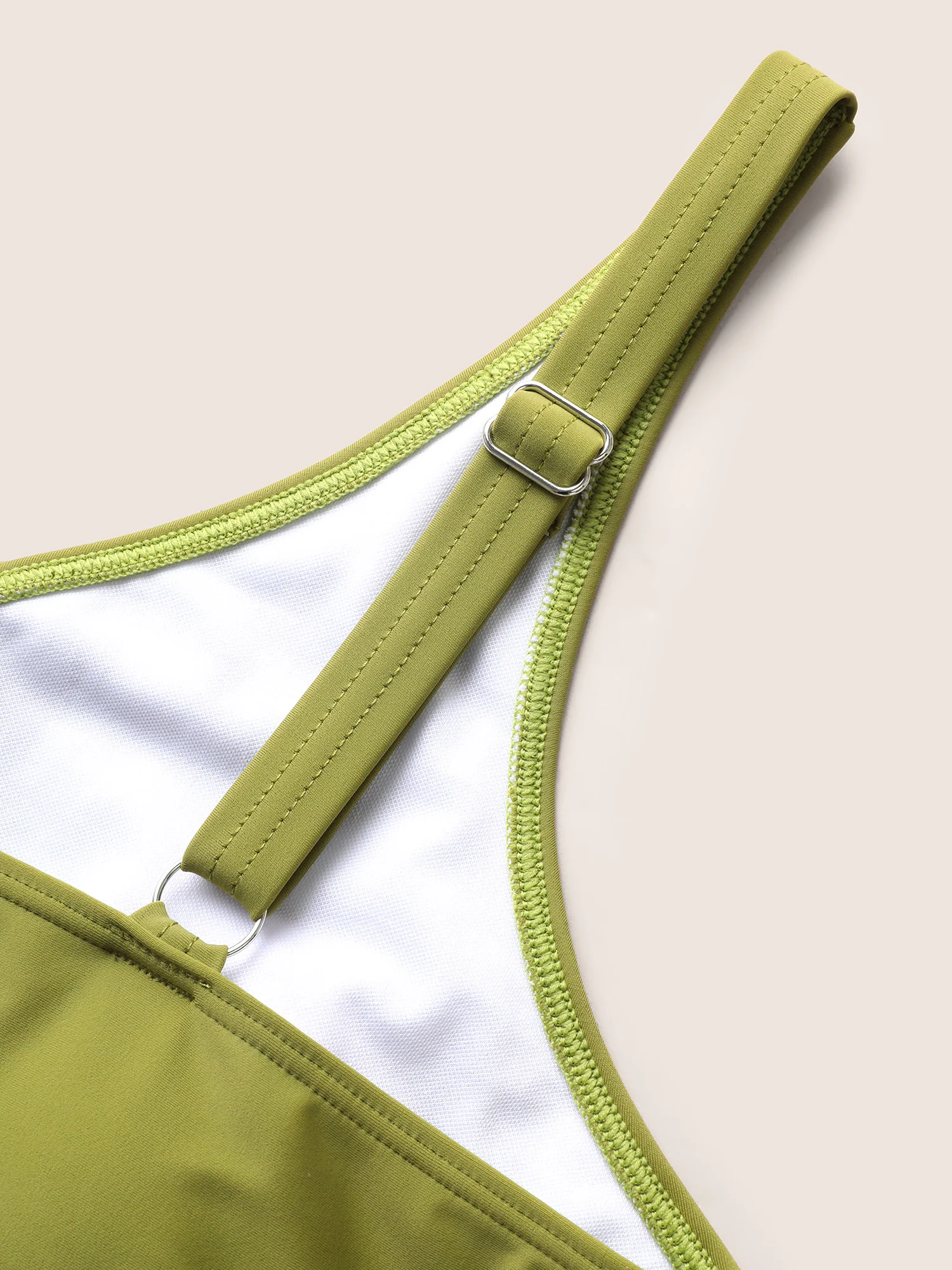 Plain Gathered Asymmetrical Hem Swim Top - Image 6