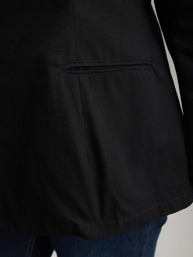 Plain Gathered Suit Collar Button Fly Blazer - Image 7