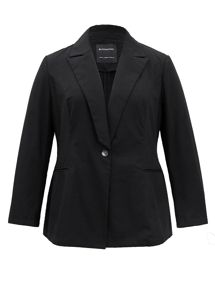 Plain Gathered Suit Collar Button Fly Blazer - Image 8