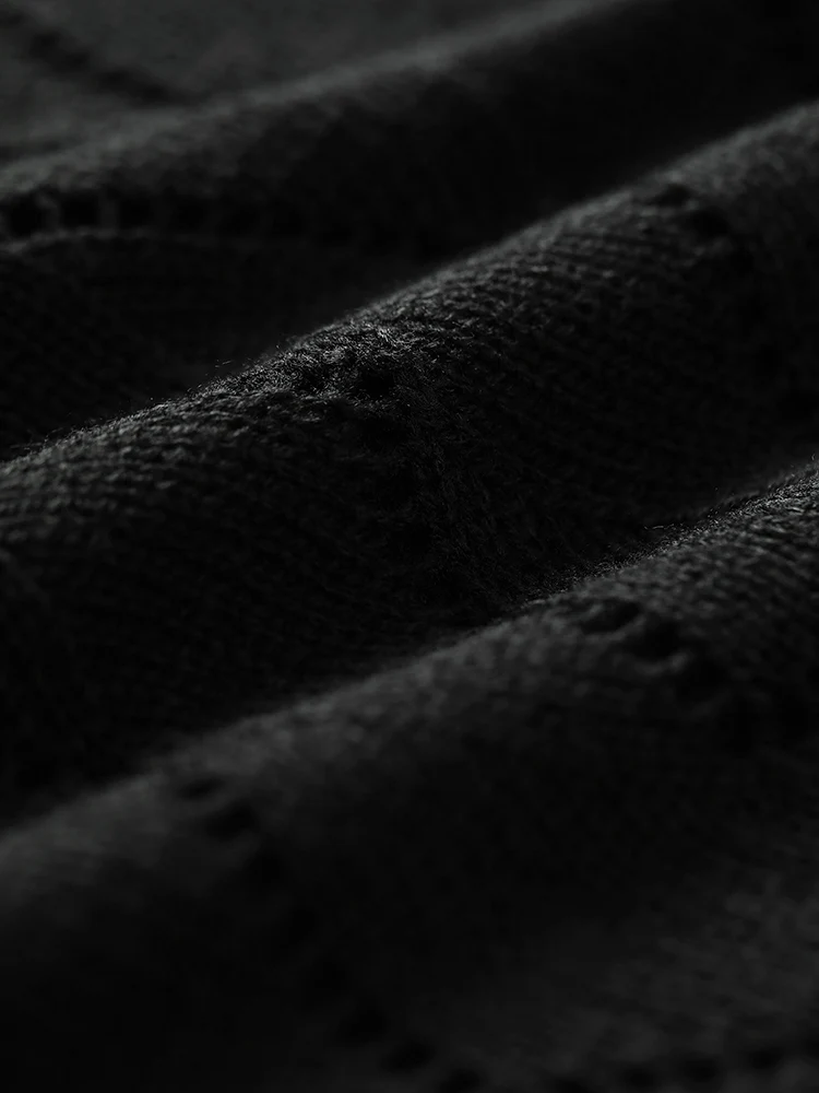 Plain Geometric Eyelet Elastic Cuffs Patchwork Pullover - Image 8