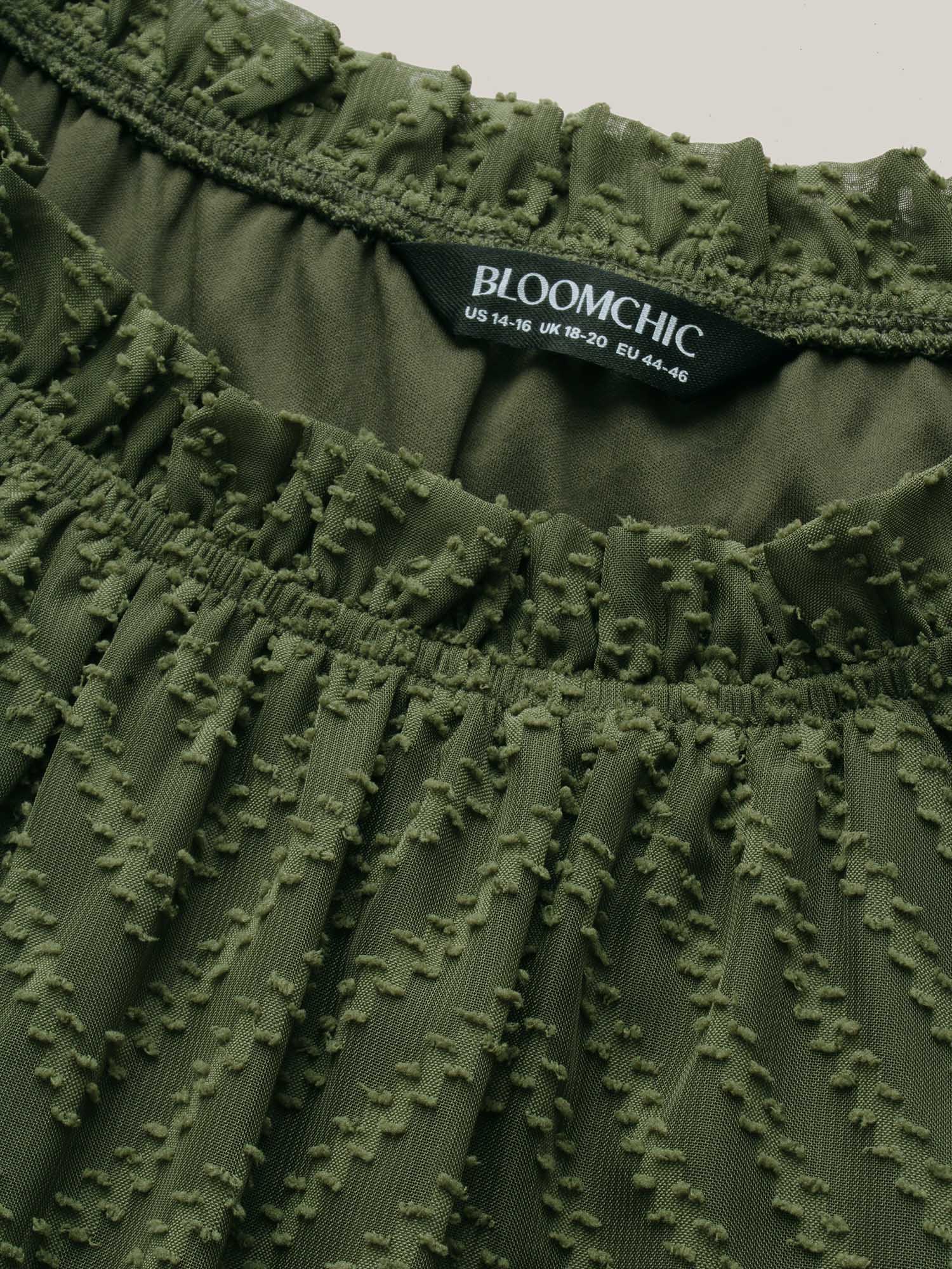 Plain Geometric Layered Sleeve Pocket Ruffle Mock Neck Dress - Image 6