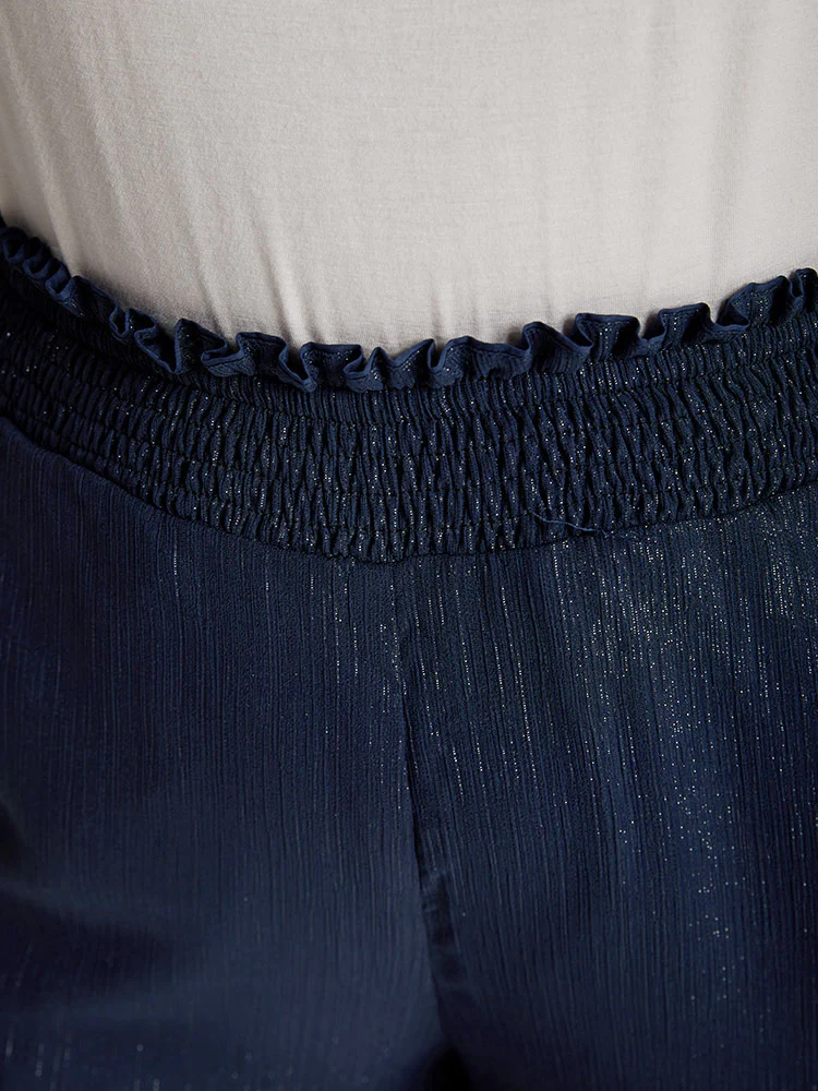 Plain Glitter Shirred Waist Pocket Pants - Image 6