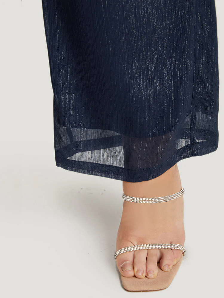 Plain Glitter Shirred Waist Pocket Pants - Image 8