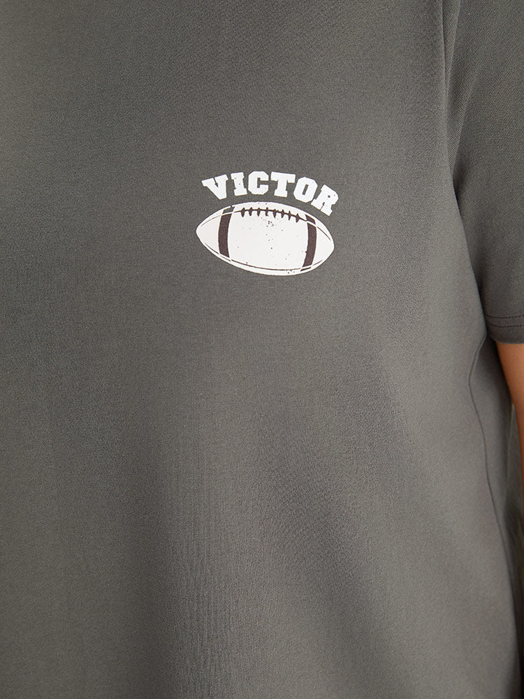 Plain Graphic Print Round Neck T-shirt - Image 7
