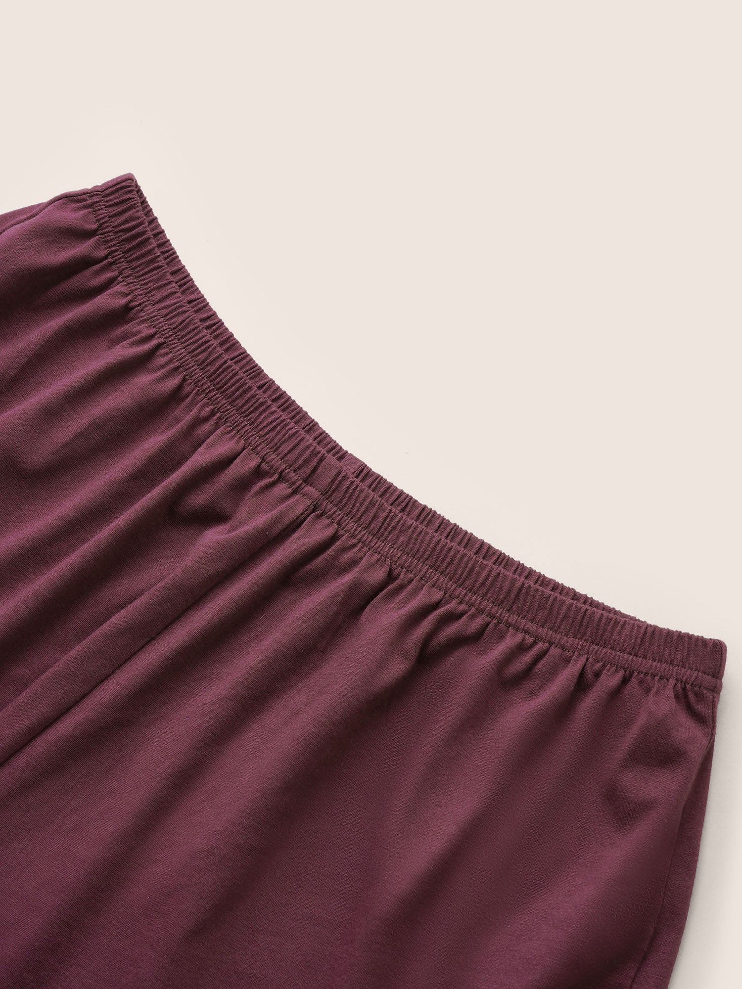 Plain Guipure Lace Detail Elastic Waist Pajama Bottoms - Image 5