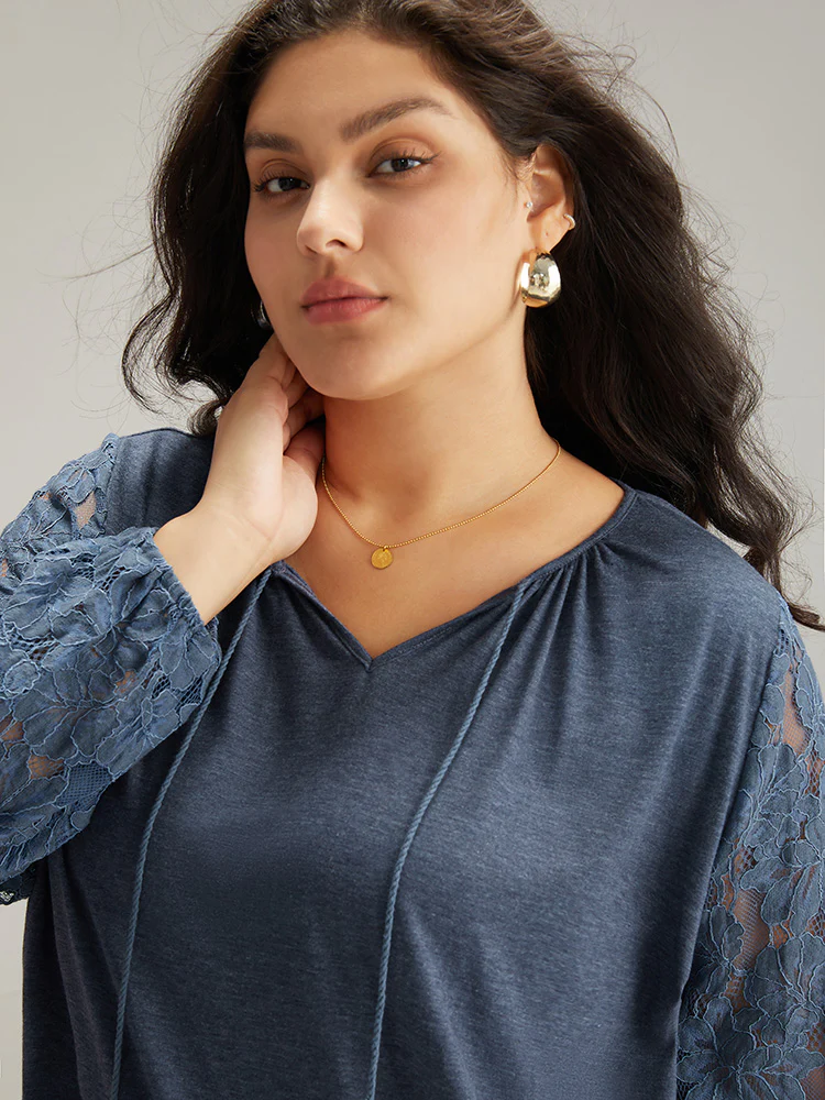 Plain Guipure Lace Tassel T-shirt - Image 6
