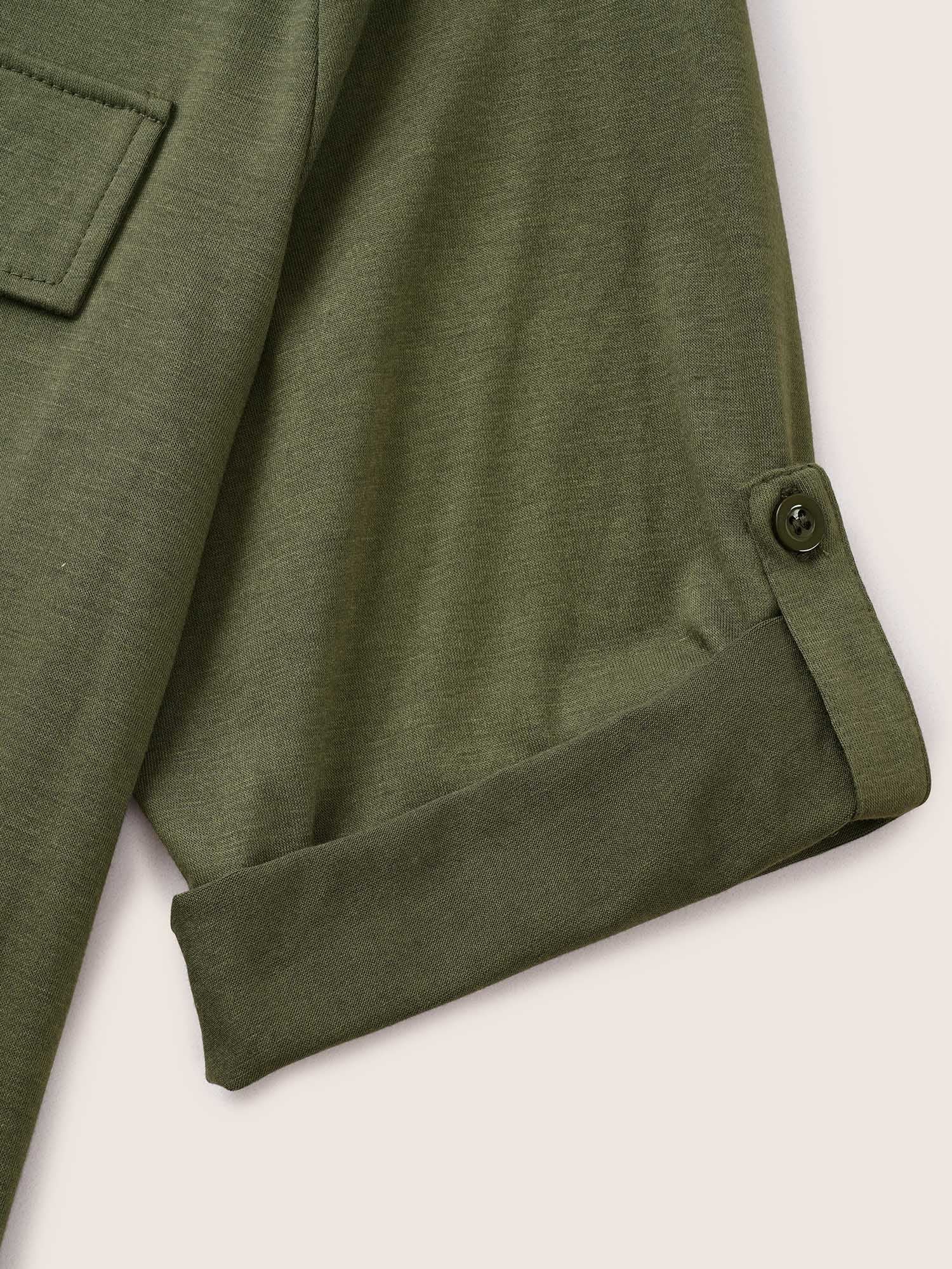 Plain Half Zip Flap Detail Tab Sleeve Dress - Image 5