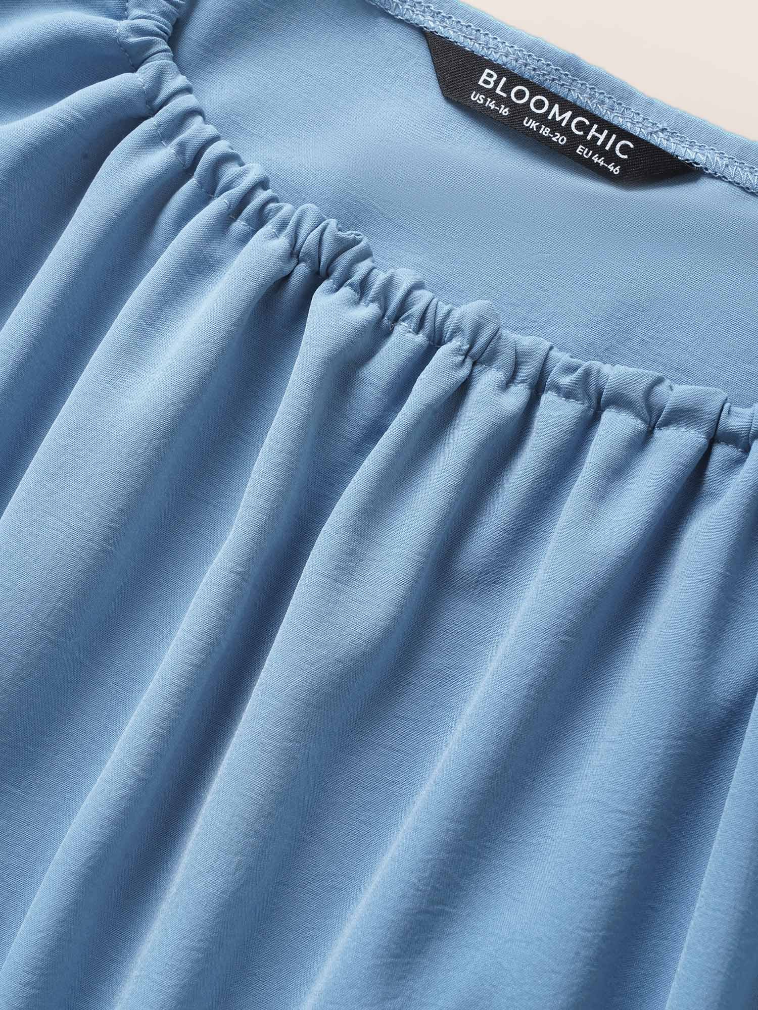 Plain Halter Neck Shirred Tie Knot Blouse - Image 6