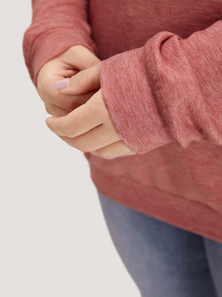 plain Heather Crew Neck Tassel Trim Sweatshirt - Image 8