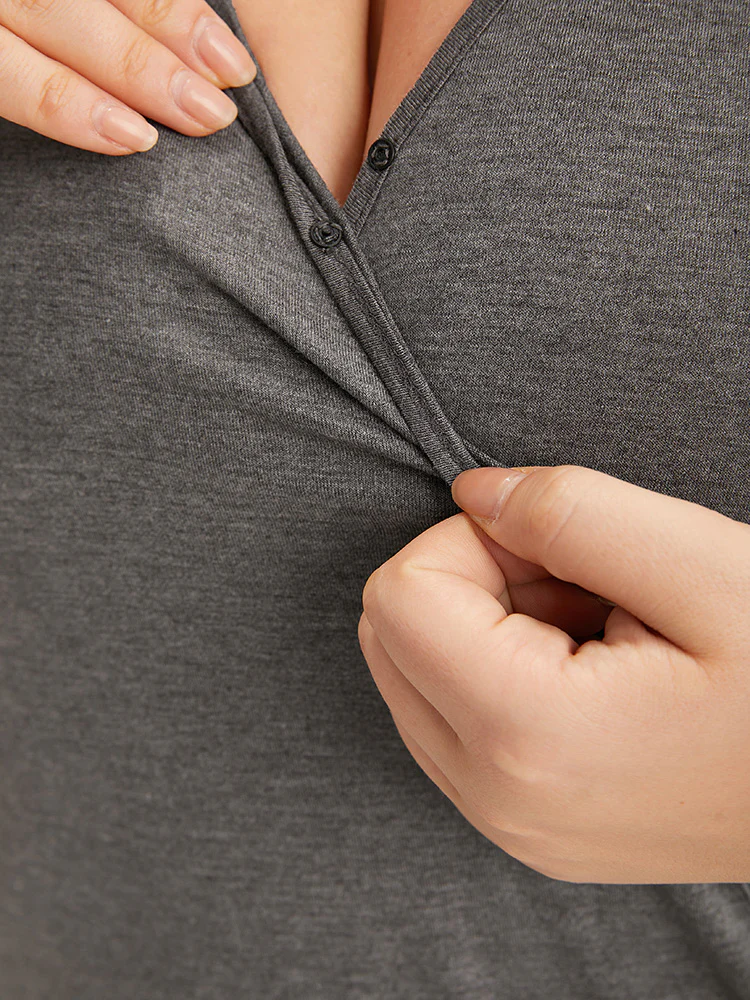 Plain Heather Gathered Wrap T-shirt - Image 7