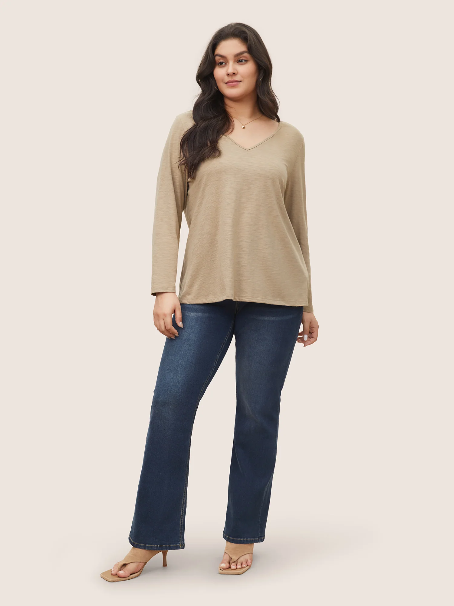 Plain Heather Lace Mesh Patchwork T-shirt - Image 4