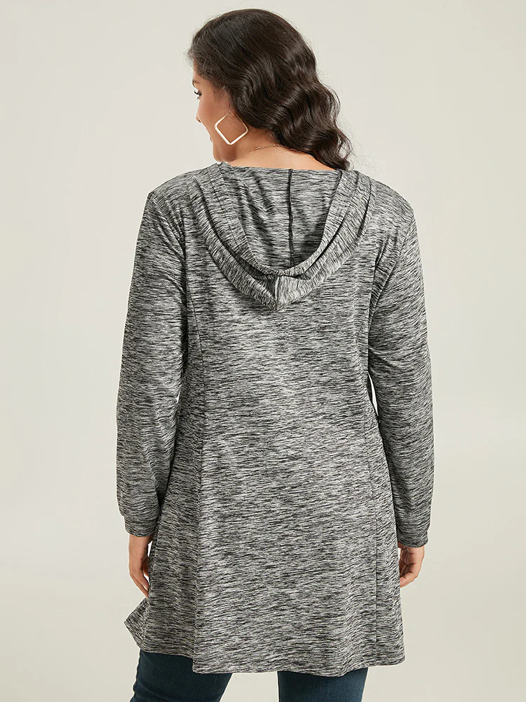 Plain Heather Zipper Pocket Hooded Jacket - Image 7
