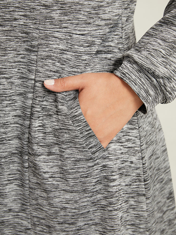 Plain Heather Zipper Pocket Hooded Jacket - Image 9
