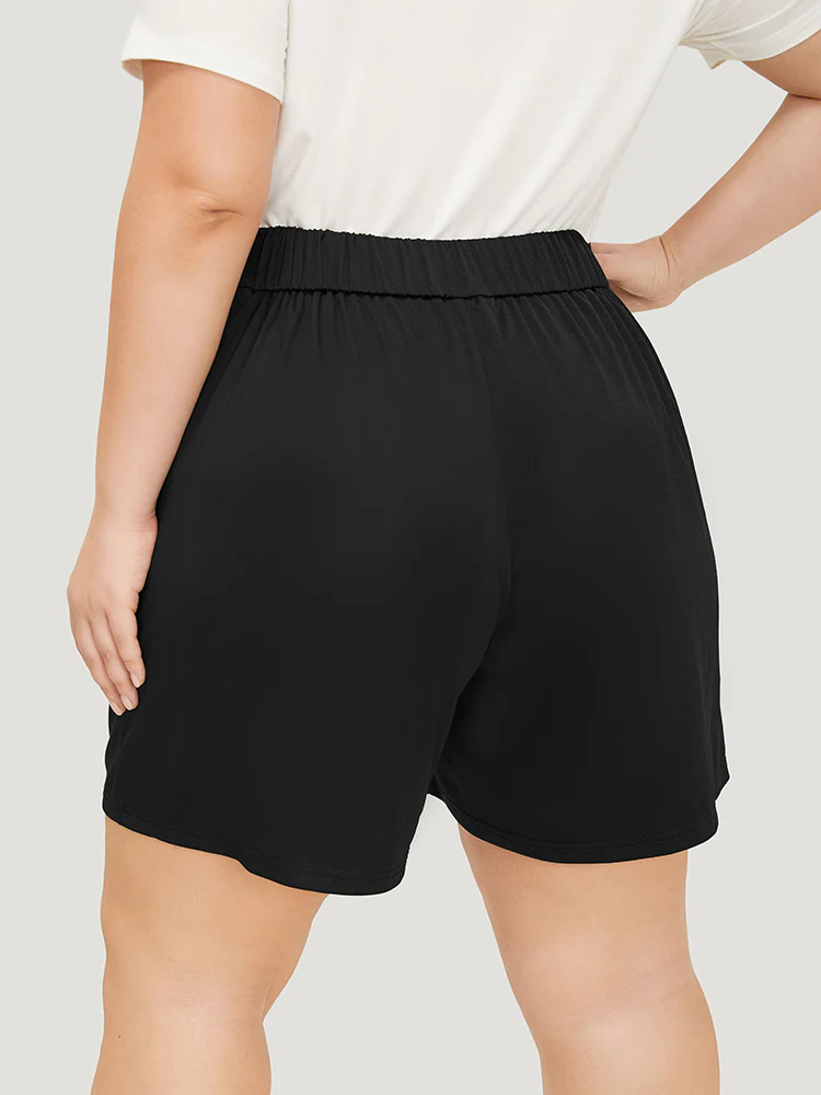 Plain High Waist Slant Pocket Shorts - Image 5