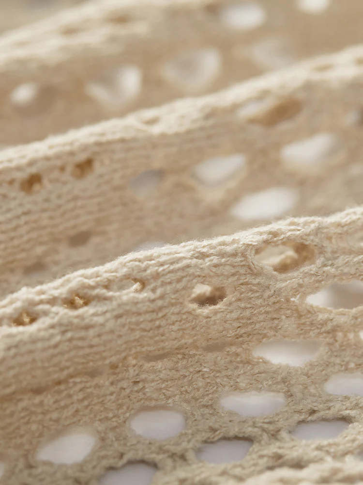 Plain Hollow Out Button Through Bell Sleeve Cardigan - Image 9
