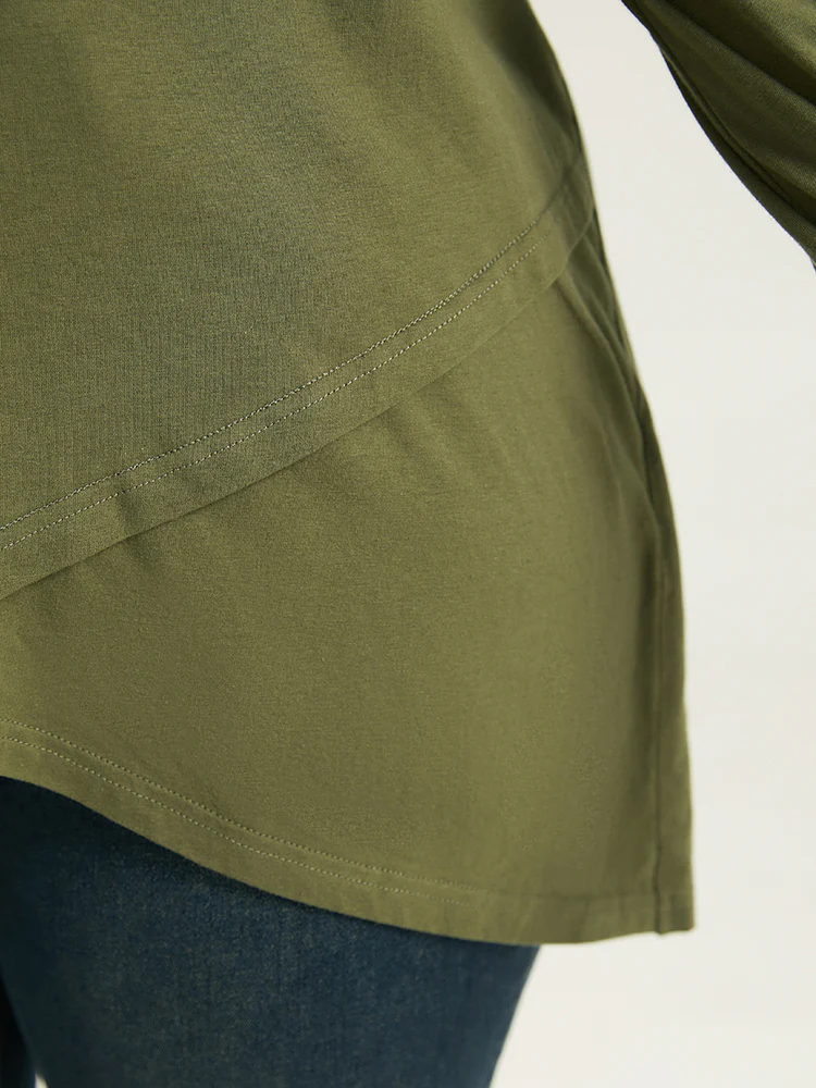 Plain Hooded Wrap Hem Thumb Hole T-shirt - Image 8