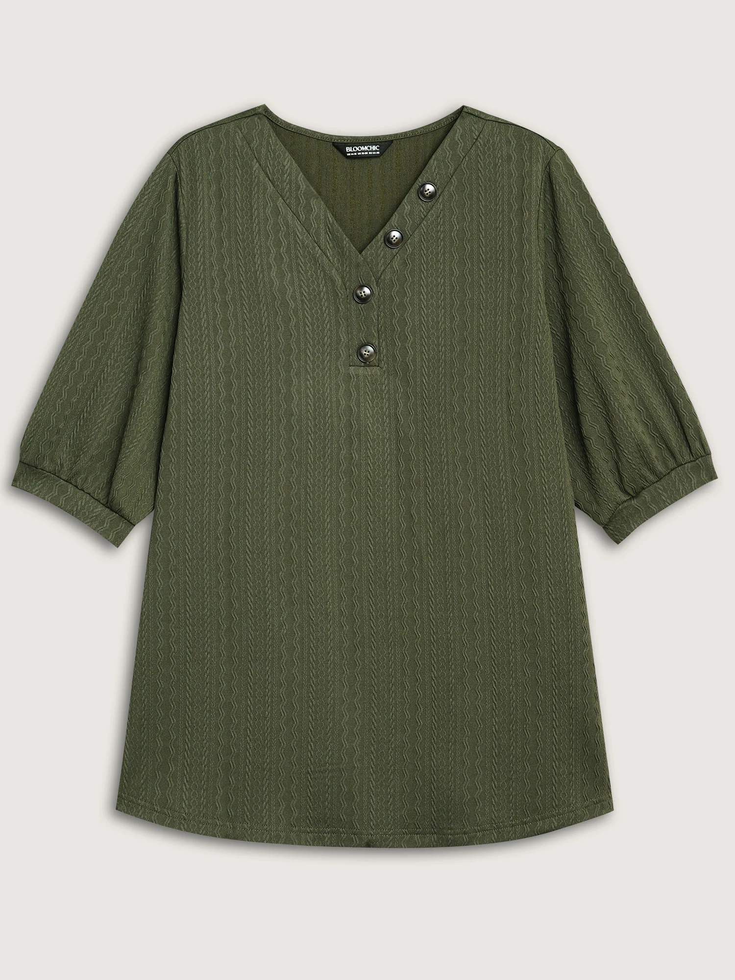 Plain Knit Texture Gathered Top - Image 9