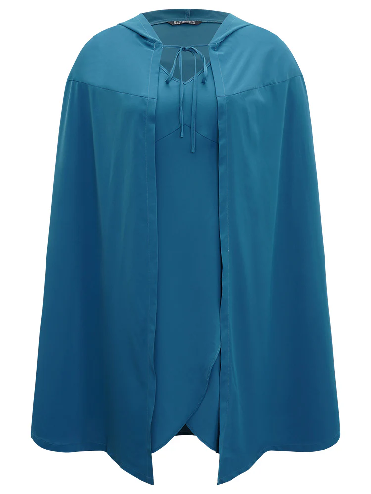 Halloween Plain Knot Hooded V Neck Ties Wrap Hem Dress - Image 11