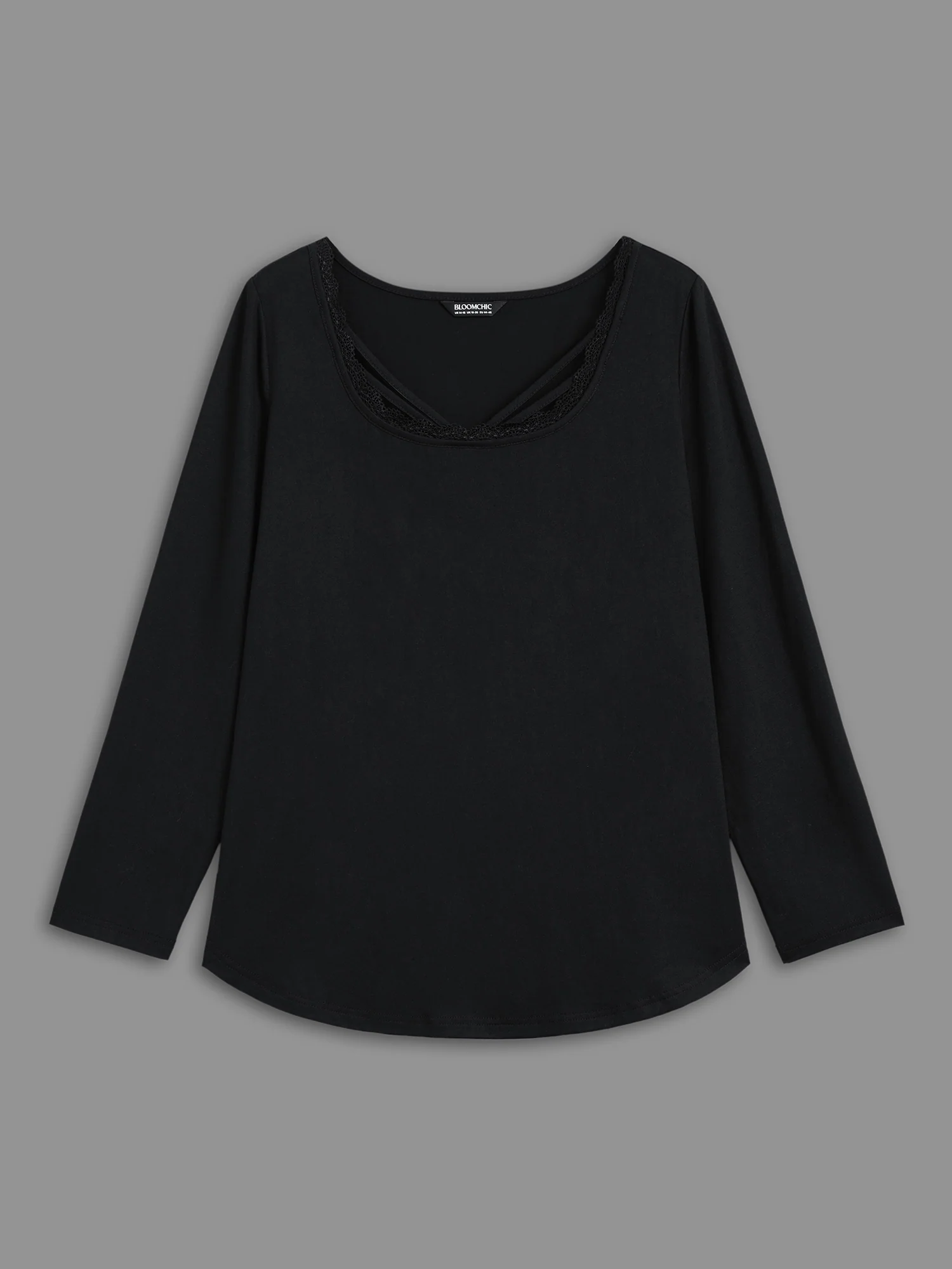 Plain Lace Patchwork Crisscross T-shirt - Image 6