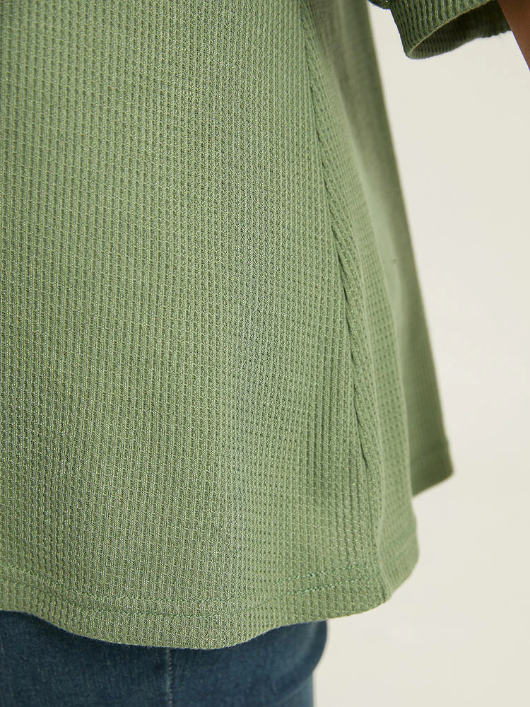 Plain Lace Patchwork Notched T-shirt - Image 7