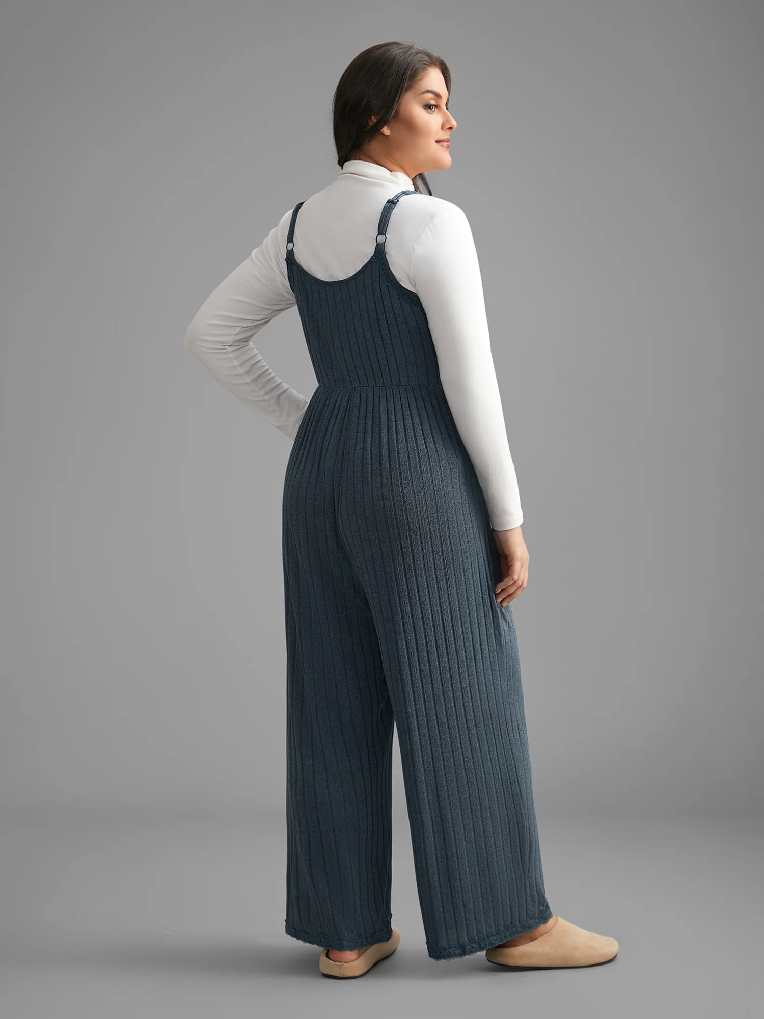 Plain Lace Patchwork Tie Knot Lounge Jumpsuit - Image 4