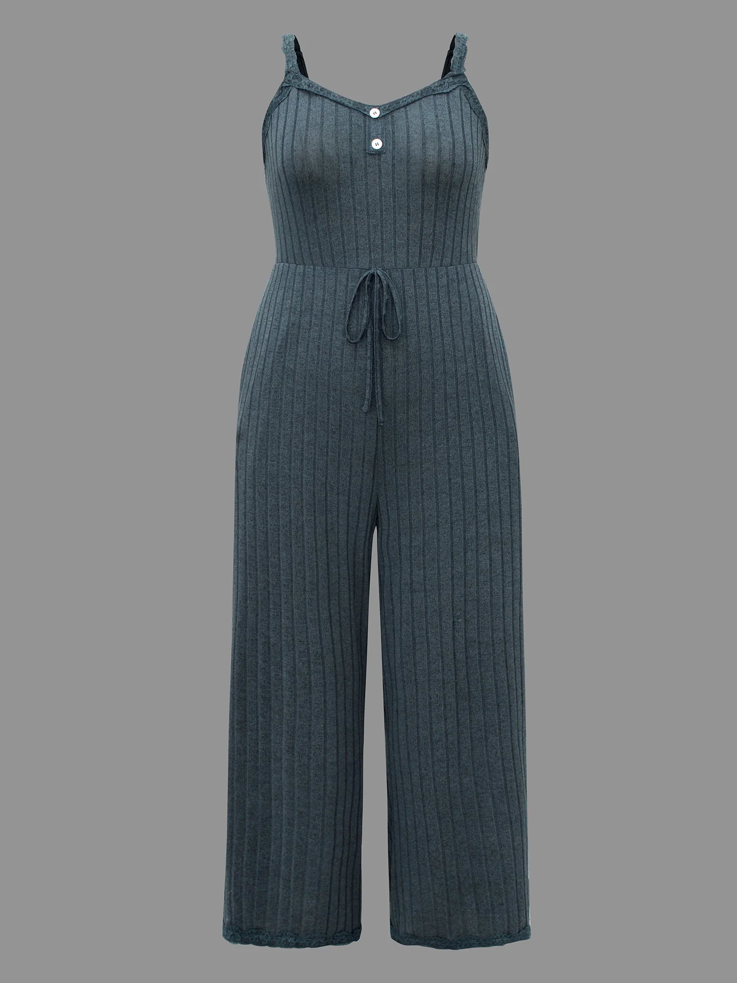 Plain Lace Patchwork Tie Knot Lounge Jumpsuit - Image 7