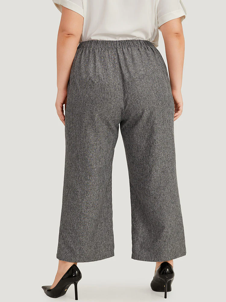 Plain Lace Up Pleated Straight Leg Pants - Image 4