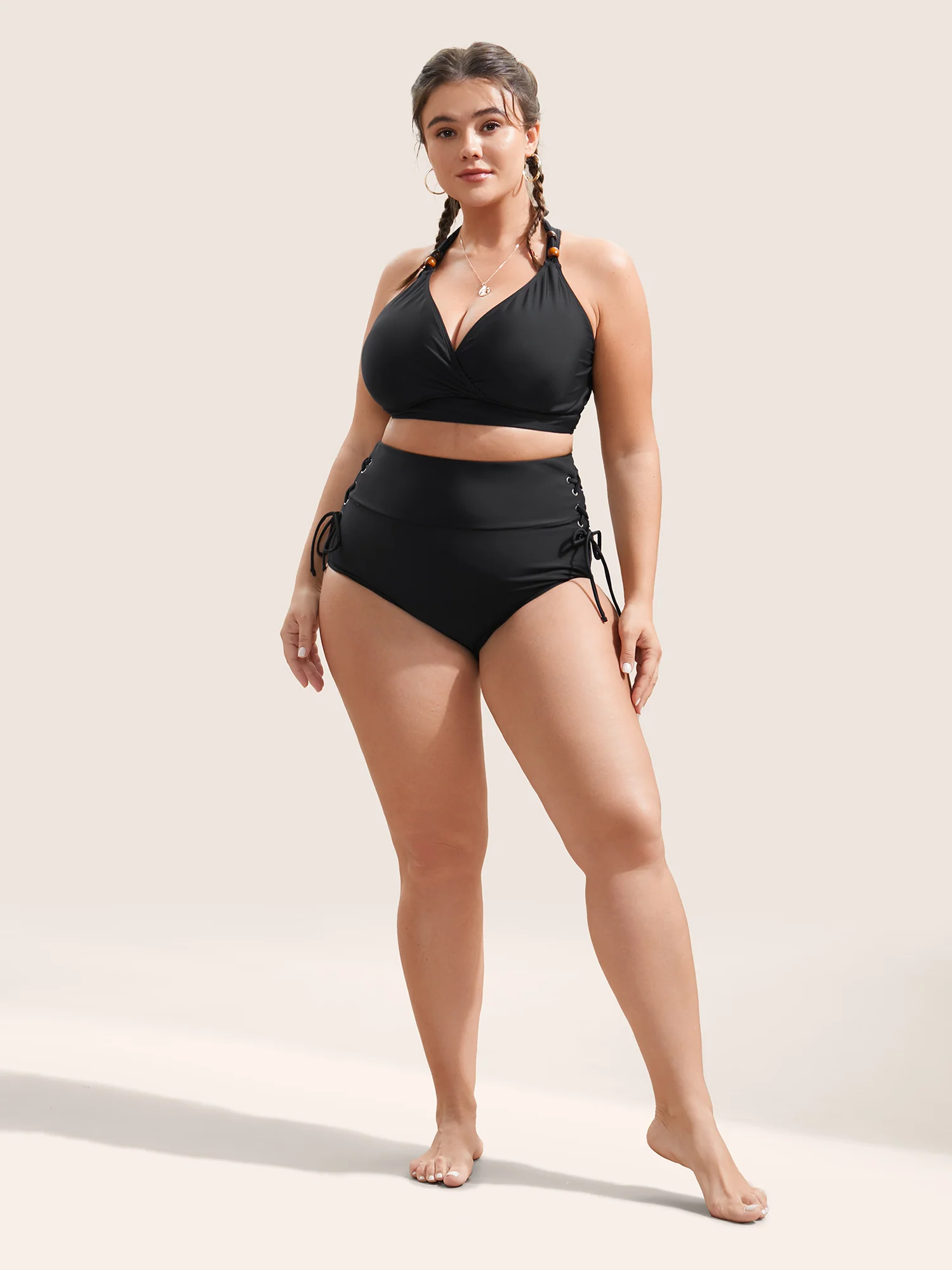 Plain Lace Up Side Skinny Swim Bottom - Image 4