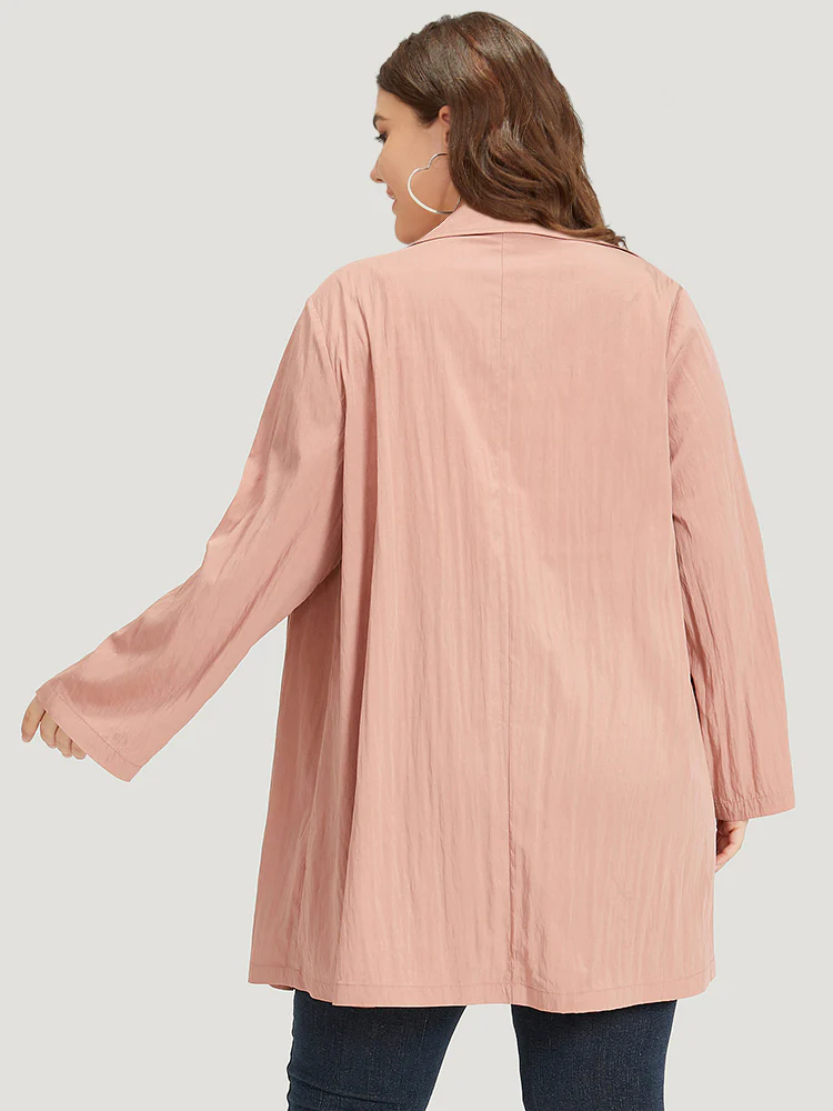 Plain Lapel Collar Asymmetrical Tab Sleeve Coat - Image 2