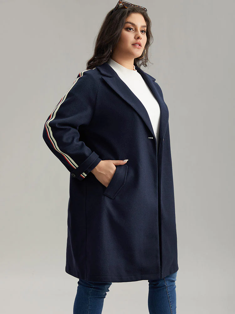 Plain Lapel Collar Button Up Contrast Webbing Windbreaker - Image 3