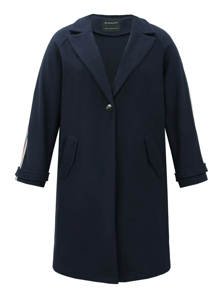 Plain Lapel Collar Button Up Contrast Webbing Windbreaker - Image 9