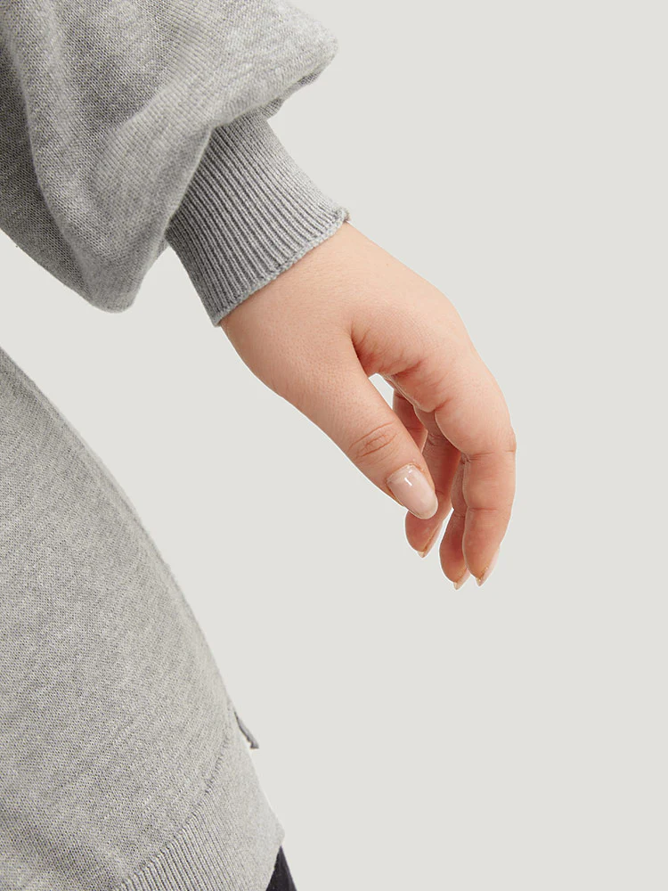 Plain Lapel Collar Plisse Zipper Pullover - Image 6