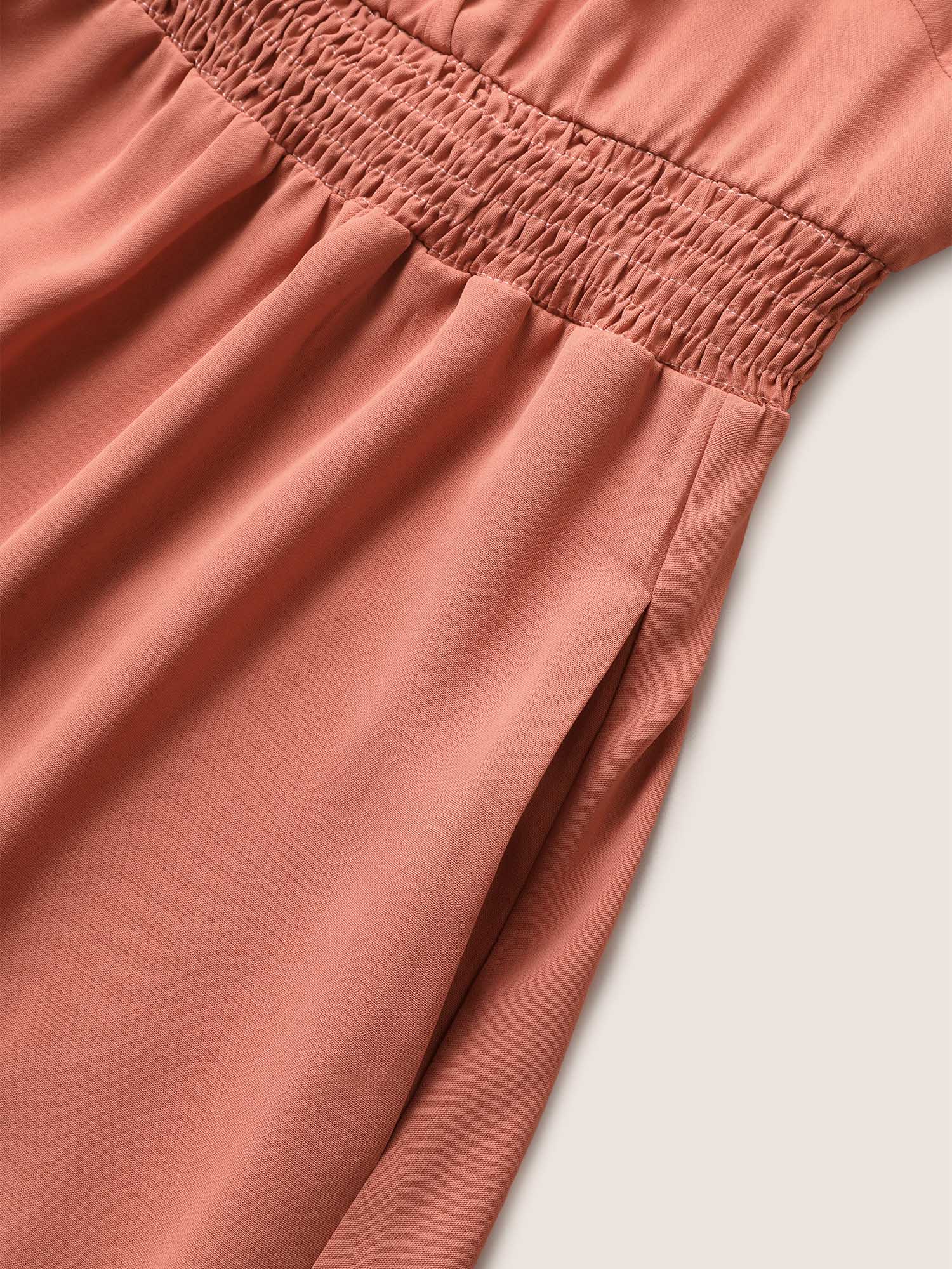 Plain Laser Cut Shirred Wrap Tank Dress - Image 6