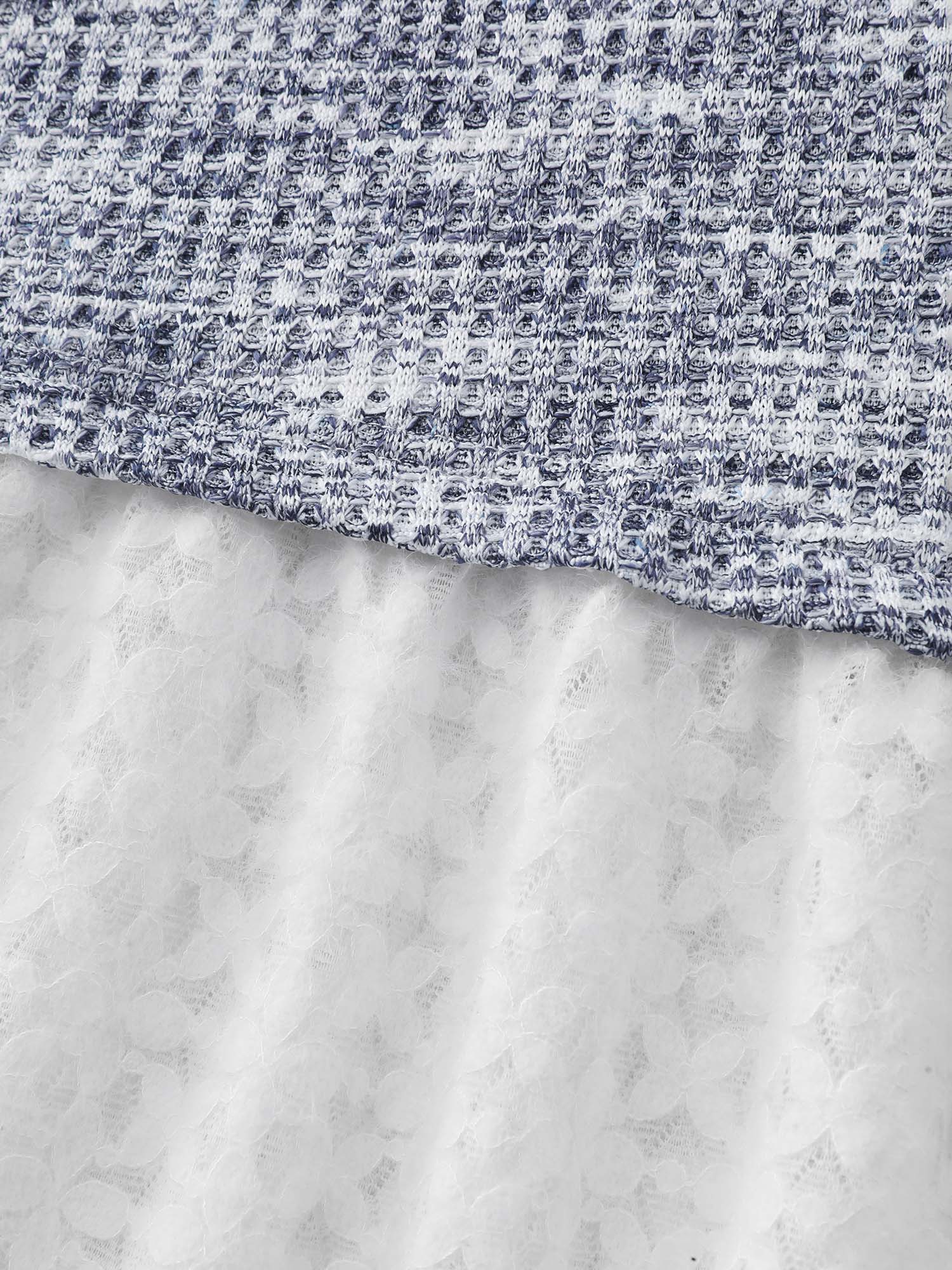 Plain Layered Lace Hem Knit Top - Image 6