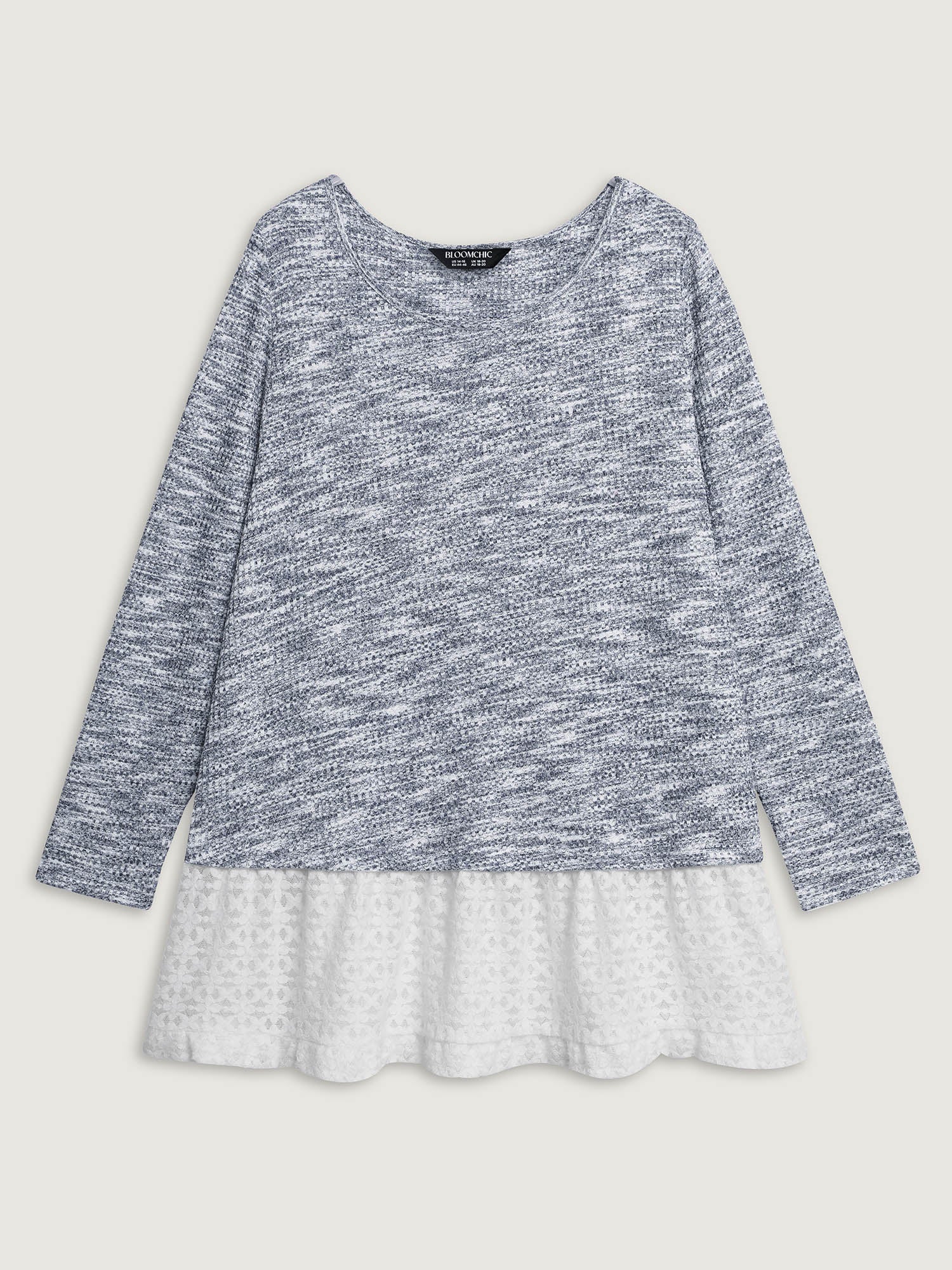 Plain Layered Lace Hem Knit Top - Image 7