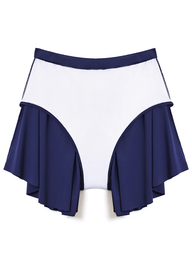 Plain Loose High Waist Swim Shorts - Image 2
