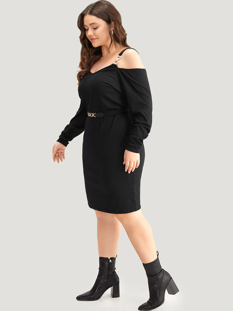 Plain Rib Knit Metal Detail Cami Dress - Image 4