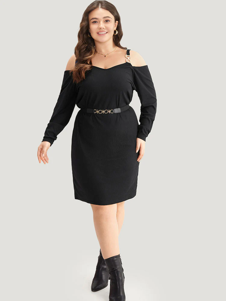 Plain Rib Knit Metal Detail Cami Dress - Image 5