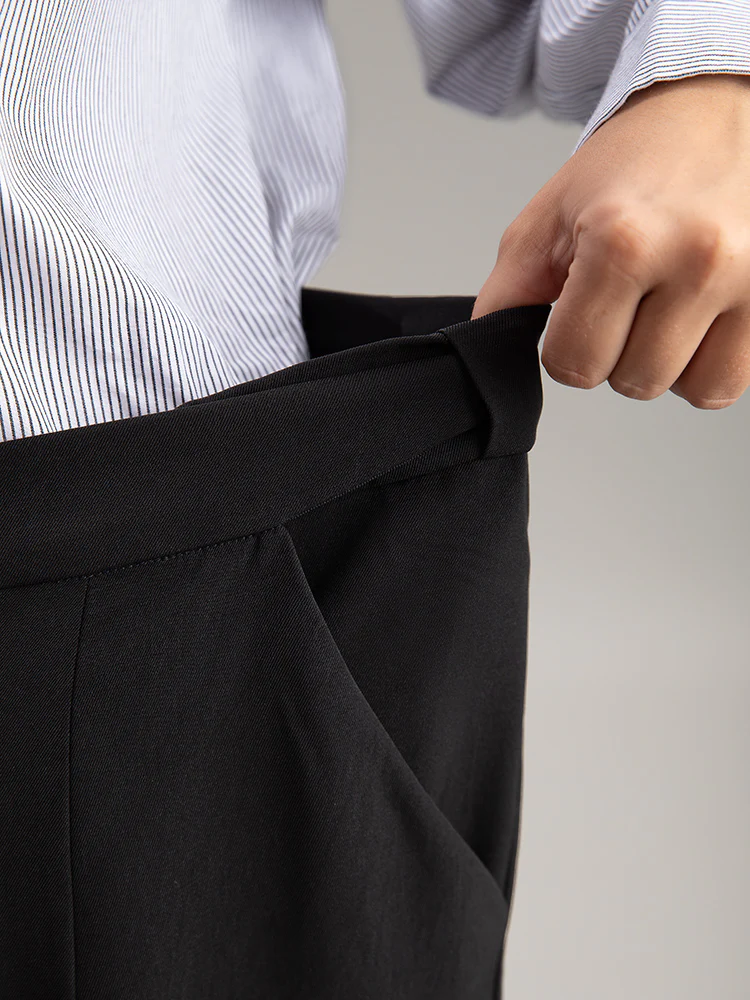 Plain Metal Detail Pocket Wide Leg Pants - Image 8