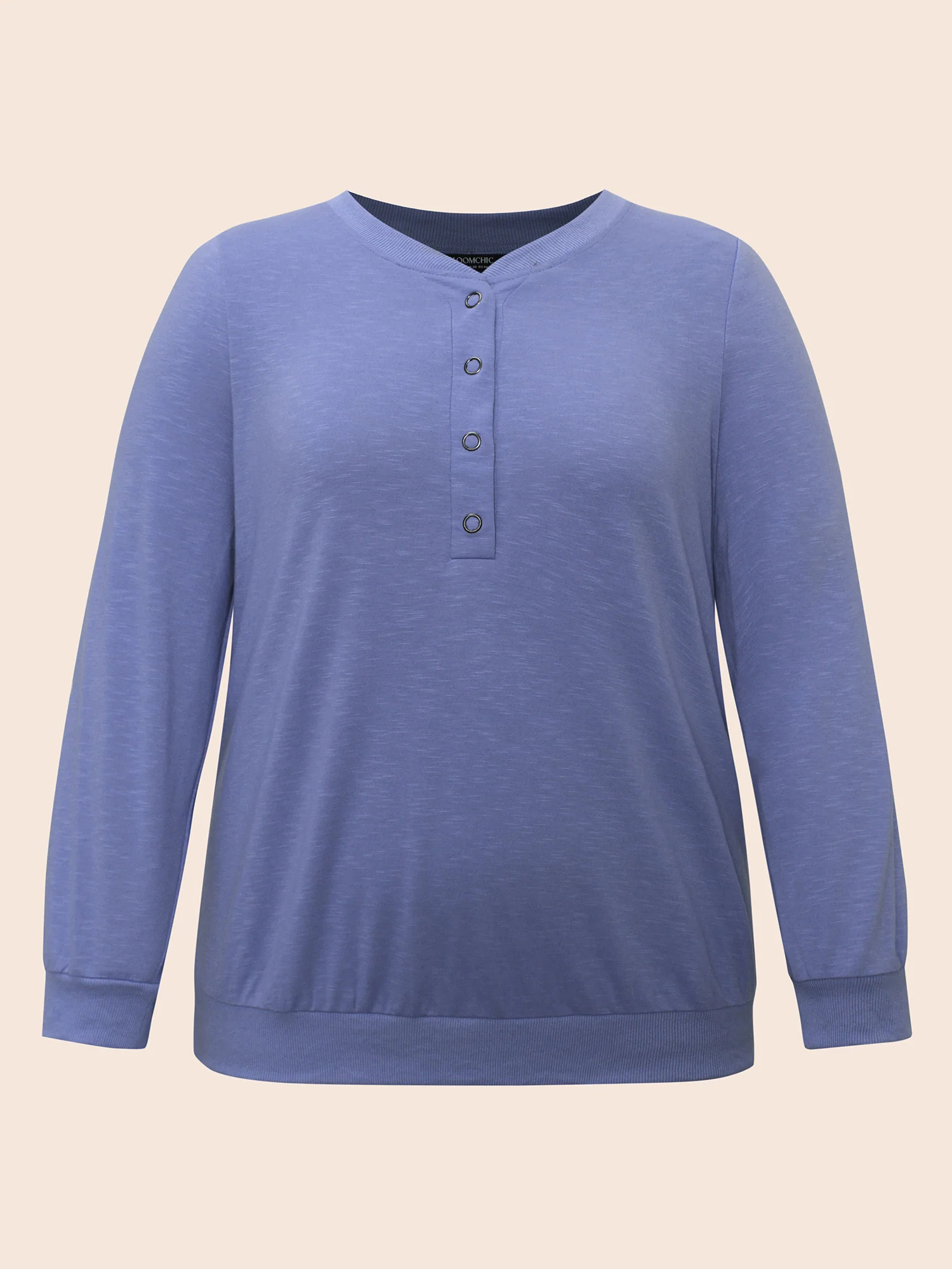 Plain Notched Collar Button Up Sweatshirt - Image 7