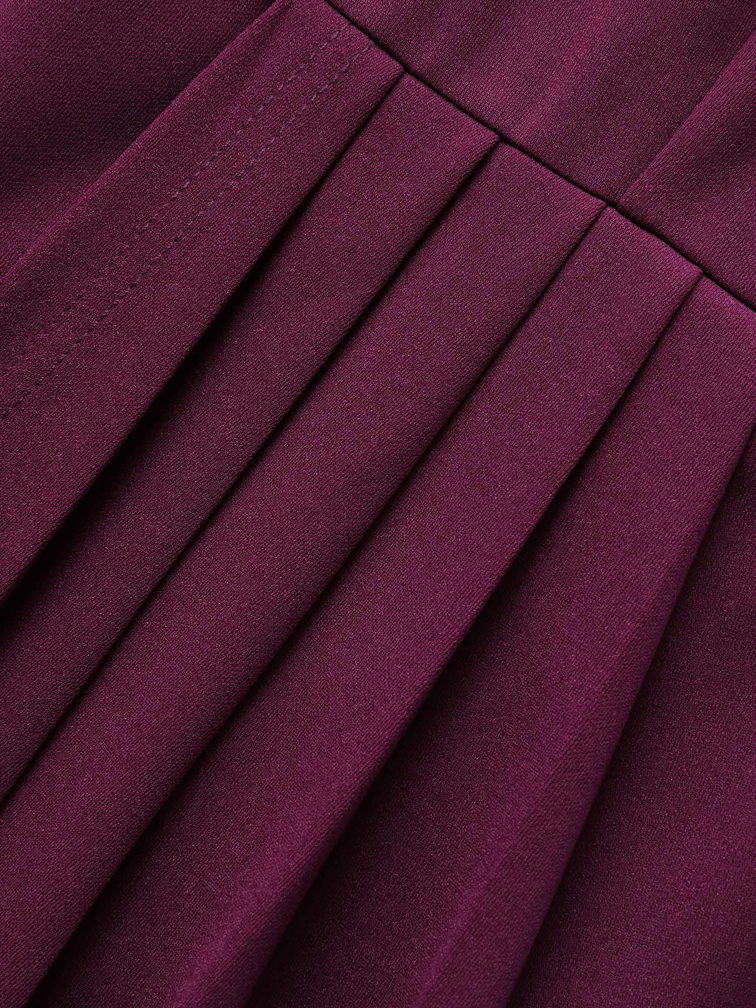 Plain Notched Pleated Detail Spaghetti Strap Wrap Hem Dress - Image 5