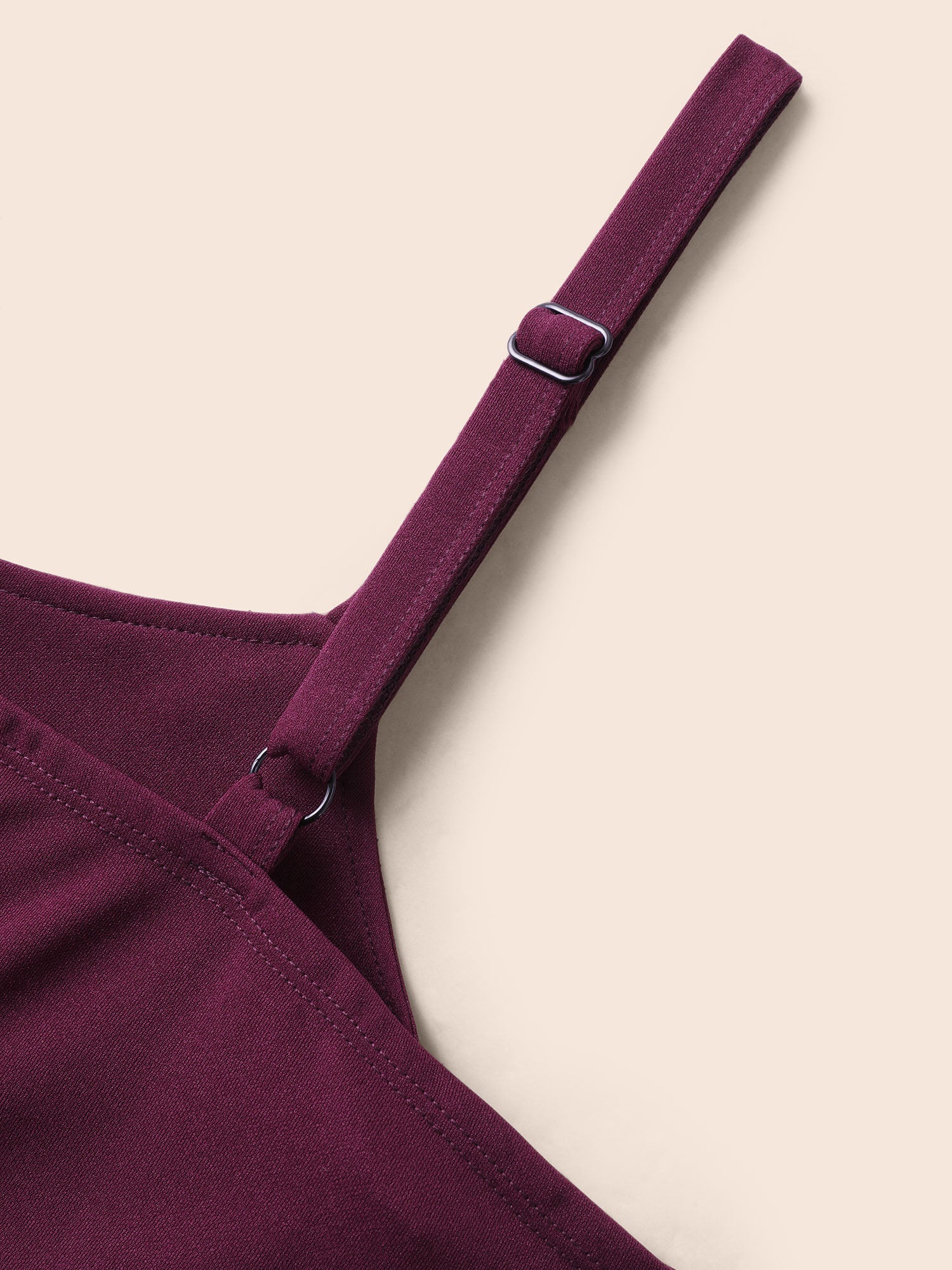 Plain Notched Pleated Detail Spaghetti Strap Wrap Hem Dress - Image 6