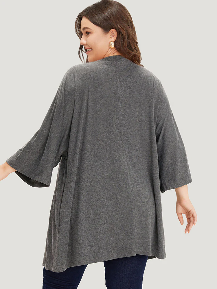 Supersoft Essentials Plain Open Front Pocket Batwing Sleeve Kimono - Image 4