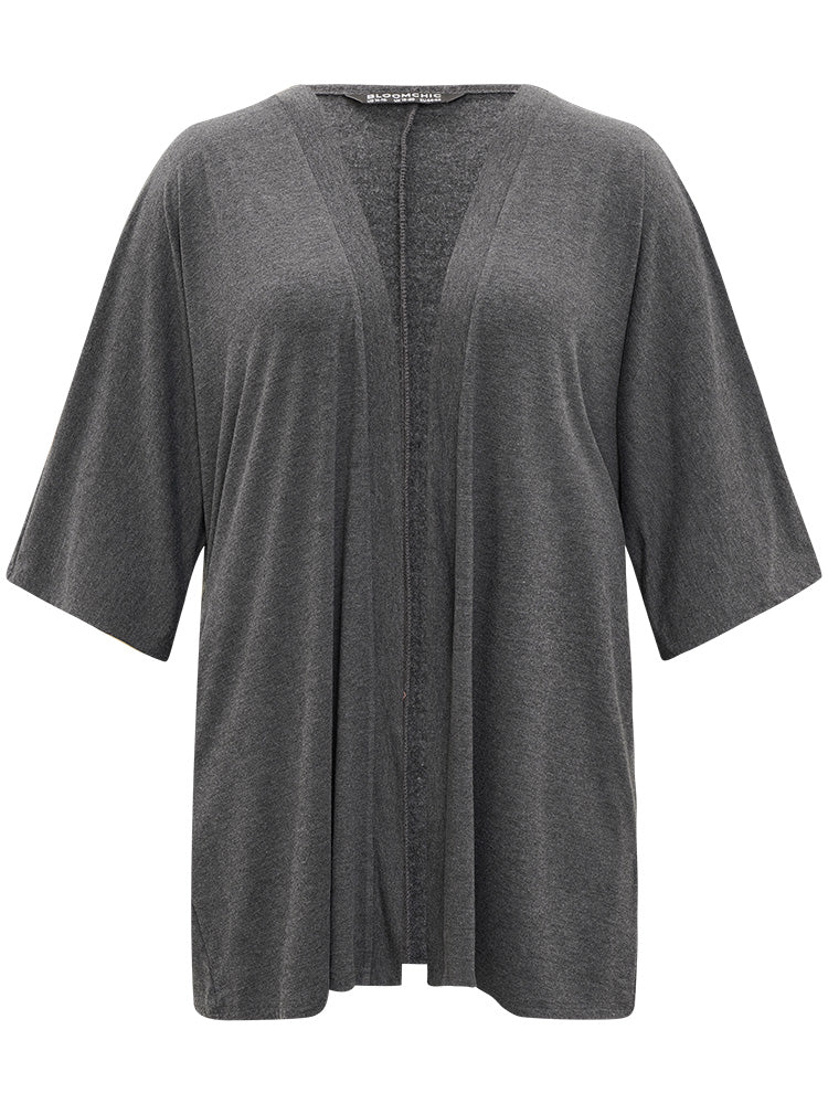 Supersoft Essentials Plain Open Front Pocket Batwing Sleeve Kimono - Image 8