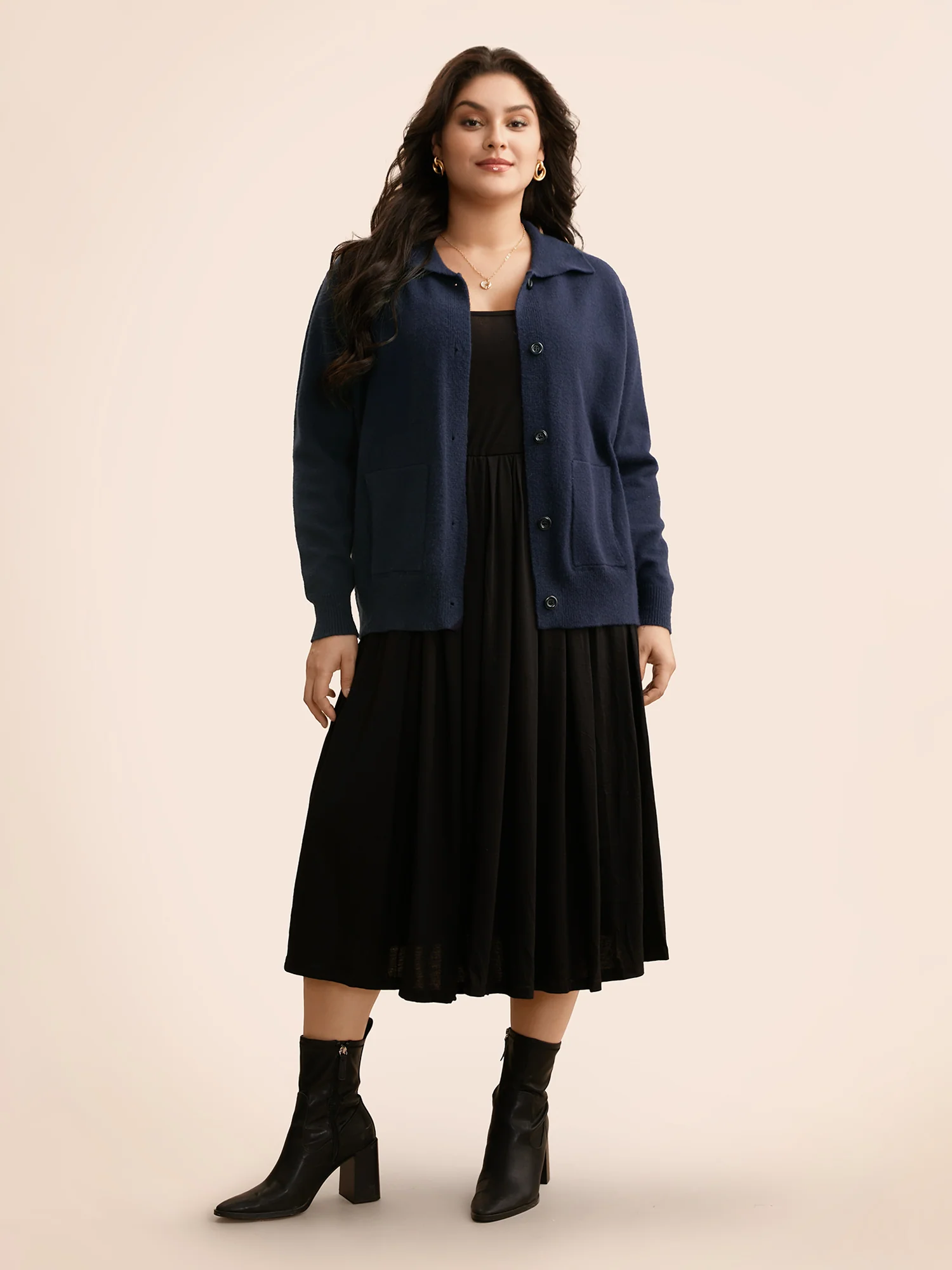 Plain Patched Pocket Button Up Cardigan - Image 4
