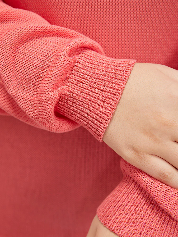 Plain Patchwork Cut Out Round Neck Pullover - Image 8