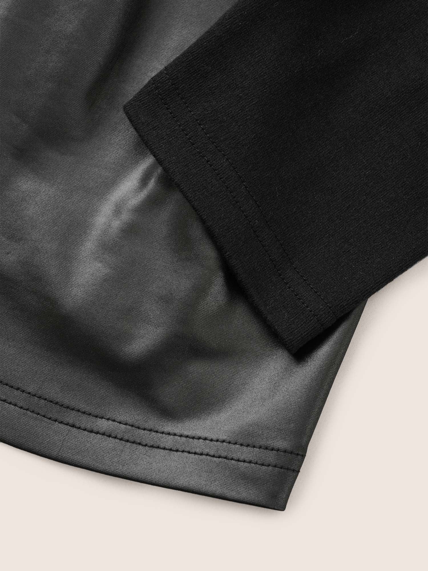 Plain Patchwork Gathered Elastic Waist T-shirt - Image 6