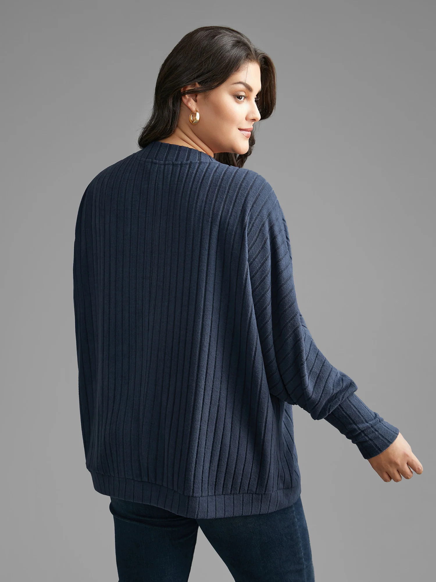 Plain Pit Strip Curved Hem Coat - Image 5