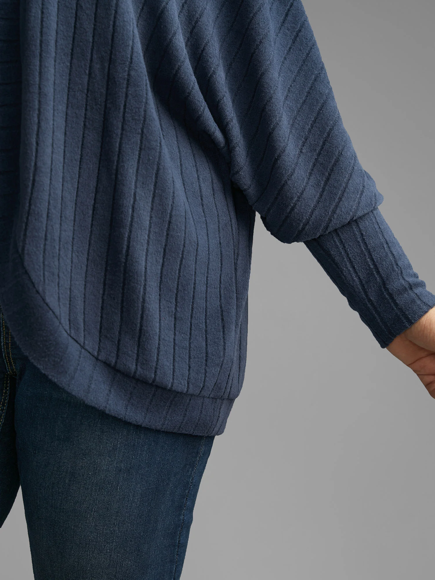 Plain Pit Strip Curved Hem Coat - Image 6
